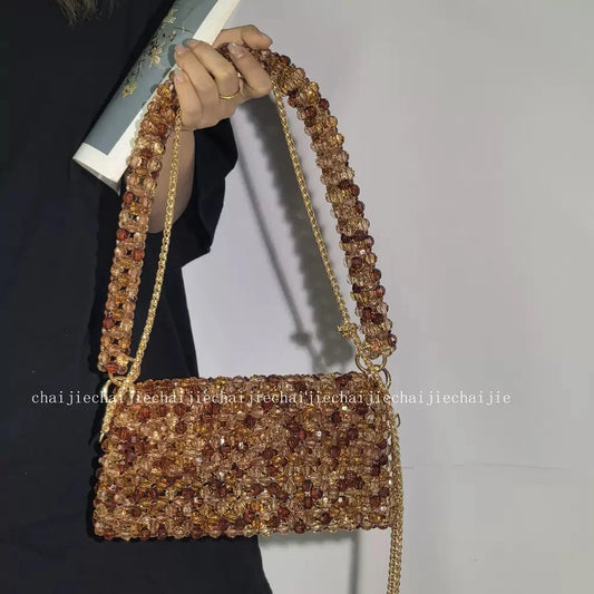 Luxury Handmade Bag Made of Acrylic Beads Glass Crystal Beads